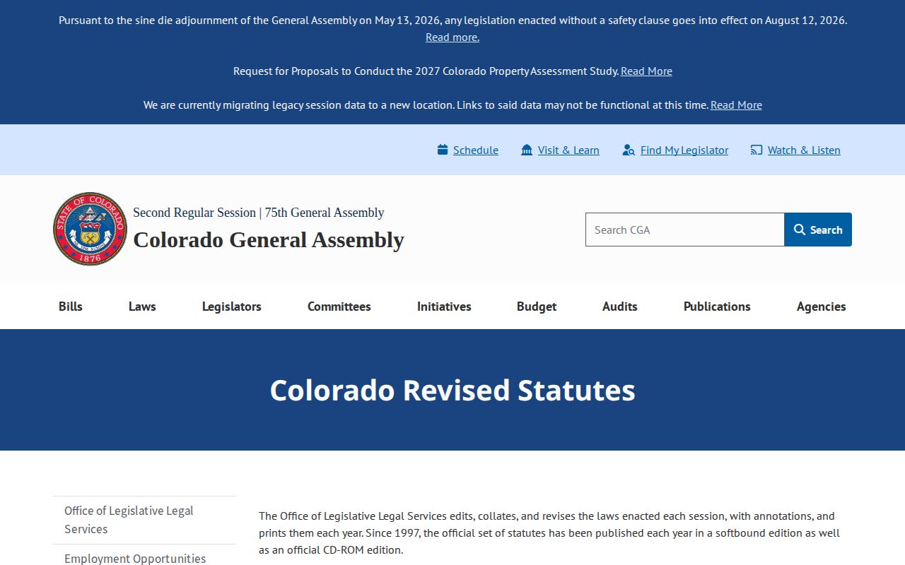 Colorado statutes source for Morgan County booking photograph records