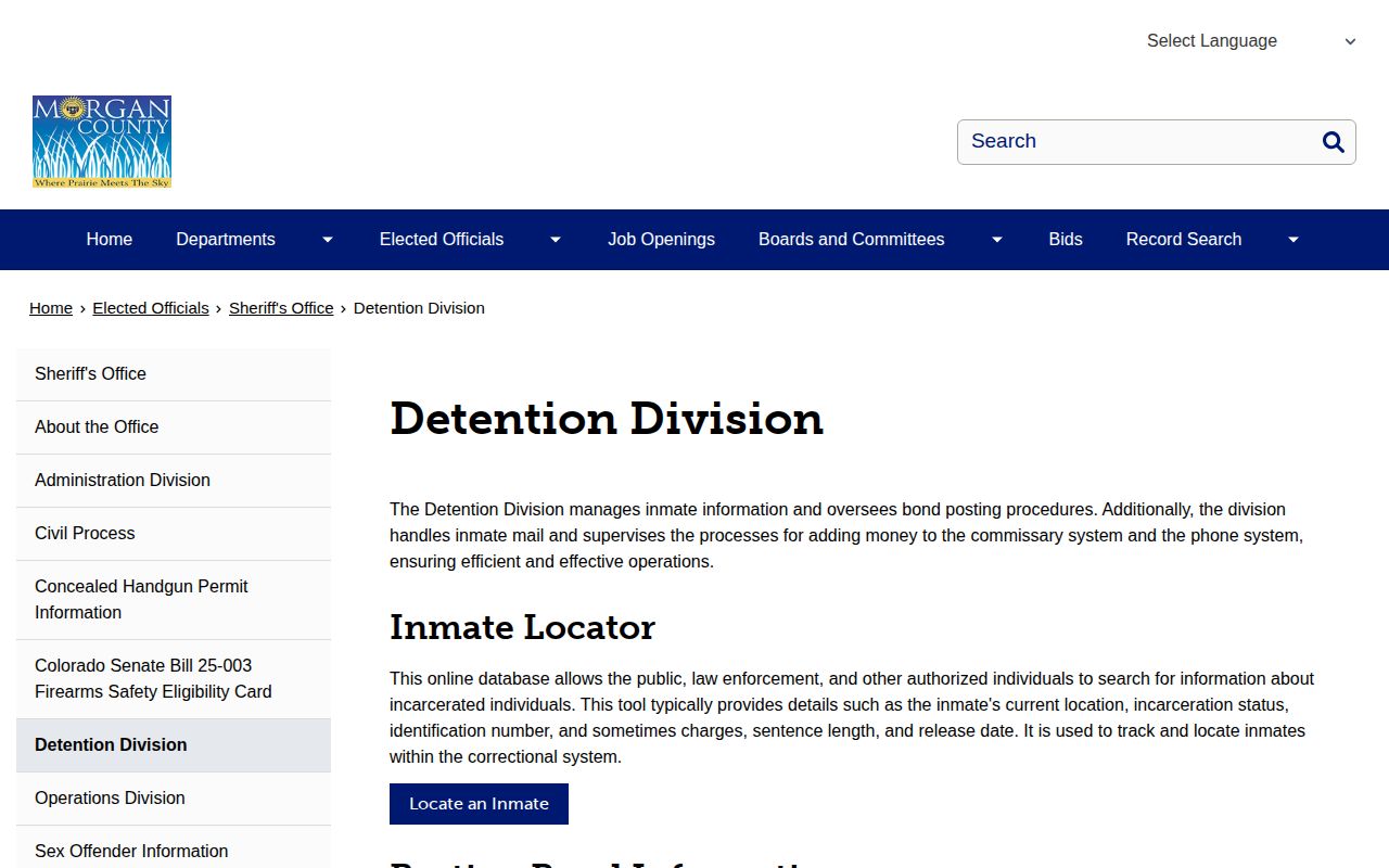Morgan County Detention Center official inmate record and custody source