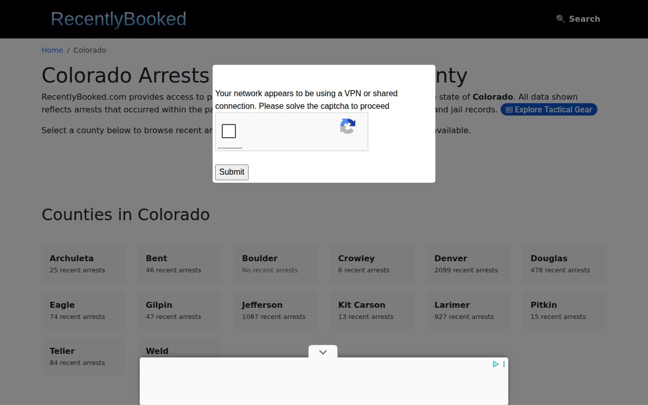 Unofficial Colorado booking index checked for Morgan County arrest records